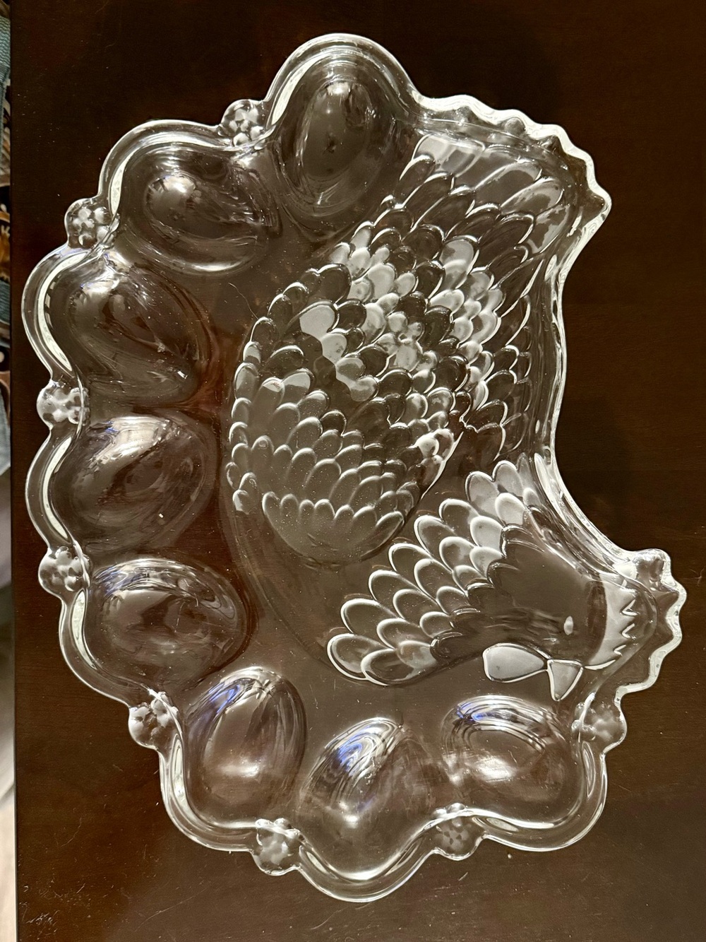 Clear Glass chicken deviled egg Serving Platter - Decorative Holiday Platter